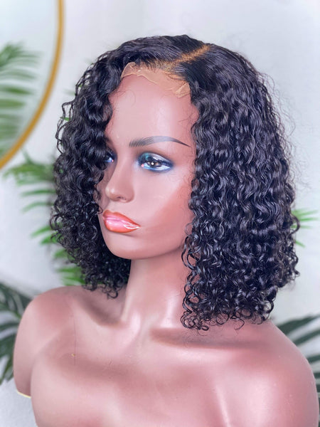 Houston glue less cheap wigs - closure bob with curly hair